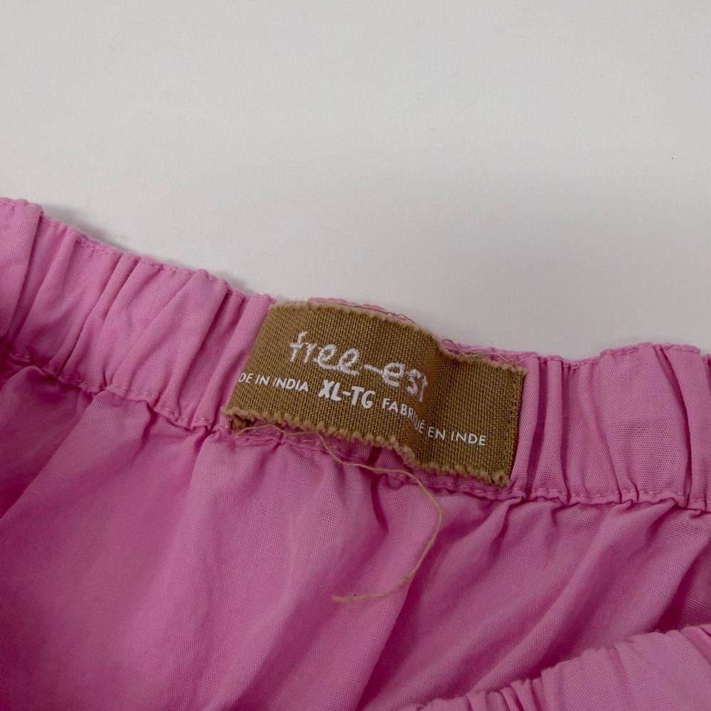Free People Free-est Pink Cotton Mini Skirt Women Size XL Elastic Waist Pockets - Picture 5 of 7